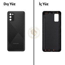 Arsking Samsung Galaxy A02S Siyah Renk Arka Kapak Arka Cam Batarya Kapağı Pil Kapağı Lazer Kesim Back Cover Galaxy A02S Uyumlu