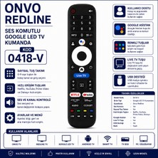 AŞIK STORE 0418-V Onvo Redline Ses Komutlu Google LED Tv Kumandası Netflix Youtube Prime Video Disney+ Uyumlu