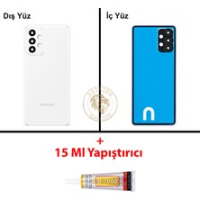 Arsking Samsung Galaxy A23 Beyaz Renk Lensli Arka Kapak + B7000 Yapıştırıcı Arka Cam Batarya Kapağı Pil Kapağı Lazer Kesim Back Cover Galaxy A23 Uyumlu