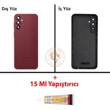 Arsking Samsung Galaxy A14 Kırmızı Renk Kasa + B7000 Yapıştırıcı Orta Kasa Gövde Full Kasa Kapak Middle Frame Housing Galaxy A14 Uyumlu