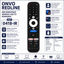 AŞIK STORE 0418-IR Onvo Redline Ses Komutsuz Google LED Tv Kumandası Netflix Youtube Prime Video Disney+ Uyumlu