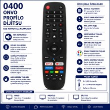 AŞIK STORE 0400 Onvo Profilo Dijitsu Ses Komutsuz Smart Tv Kumandası Netflix Youtube Prime Video Google Play Uyumlu