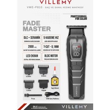 Villemy VME-P810 Profesyonel Saç Kesme, Sakal ve Ense Tıraş Makinesi Bldc Motor T-Cut 0.1 mm Dlc Bıçak