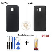 Arsking Samsung Galaxy J2 Core J260 Siyah Renk Arka Kapak + Tamir Seti + B7000 Yapıştırıcı Arka Cam Batarya Kapağı Pil Kapağı Lazer Kesim Back Cover Galaxy J2 Core Uyumlu