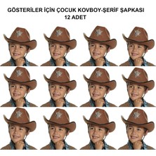 Samur Parti Kovboy Şerif Şapkası Kahve 12 Adet - Kostüm, Parti ve Gösteri Şapkası