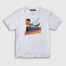 Presmono Unisex Çocuk Beyaz Fire Russell Westbrook T-Shirt