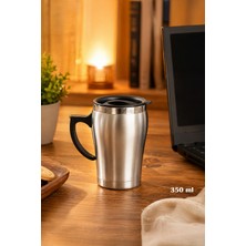 Porsima 05550 Paslanmaz Çelik Kupa Sızdırmaz Çelik Termos Araç Termosu El Termosu Yalıtımlı Bardak 350ML -Gümüş