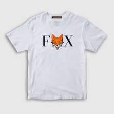Presmono Unisex Çocuk Beyaz Logo Fox Tilki T-Shirt