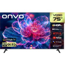 Onvo 75VQ90F3UB 75" 190 Ekran 4K Ultra Hd Google Smart QLED Tv