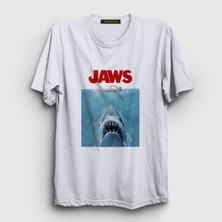 Presmono Unisex Beyaz Poster Shark Film Jaws T-Shirt