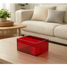 Trend Pleksi Çok Amaçlı Transparan Bordo Pleksi Kutu (20CM x 15CM x 10CM)