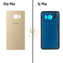 Arsking Samsung Galaxy S6 Edge Gold Renk Arka Kapak Arka Cam Batarya Kapağı Pil Kapağı Lazer Kesim Back Cover Galaxy S6 Edge Uyumlu