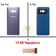 Arsking Samsung Galaxy S8 Plus Orkide Gri Renk Arka Kapak + B7000 Yapıştırıcı Arka Cam Batarya Kapağı Pil Kapağı Lazer Kesim Back Cover Galaxy S8 Plus Uyumlu