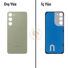 Arsking Samsung Galaxy S23 Plus Yeşil Renk Arka Kapak Arka Cam Batarya Kapağı Pil Kapağı Lazer Kesim Back Cover Galaxy S23 Plus Uyumlu