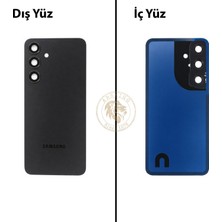 Arsking Samsung Galaxy S24 Siyah Renk Lensli Arka Kapak Arka Cam Batarya Kapağı Pil Kapağı Lazer Kesim Back Cover Galaxy S24 Uyumlu
