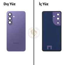 Arsking Samsung Galaxy S26 Mor Renk Lensli Arka Kapak Arka Cam Batarya Kapağı Pil Kapağı Lazer Kesim Back Cover Galaxy S26 Uyumlu