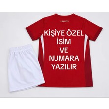 Candy Cup 2026 Yeni Sezon Kişiye Özel Isim Numara Türkiye Milli Takım Çocuk Futbol Forması 2li Set Kırmızı H