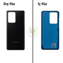Arsking Samsung Galaxy S20 Ultra Siyah Renk Arka Kapak Arka Cam Batarya Kapağı Pil Kapağı Lazer Kesim Back Cover Galaxy S20 Ultra Uyumlu