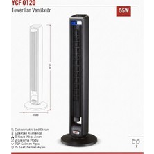 Ycl Ycf 0120 Tower Fan 55W Dijital Ekranlı Kumandalı