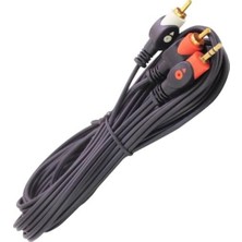 Hsc Bilişim Powermaster PM-1841 Siyah 2 Rca Erkek + 3.5 mm Stereo Erkek Gold Uç 10 Metre Ses Kablosu