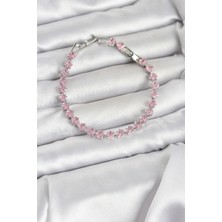 Inure Jewelry Pembe Kare Zirkon Taşlı Gümüş Renk Pirinç Su Yolu Kadın Bileklik