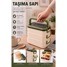ArtMaster Yeşil Beslenme Kutusu 3 Bölmeli 1 Adet 3 Bölmeli Beslenme Kabı Yemek Saklama Kabı Taşınabilir Lunch Box Okul