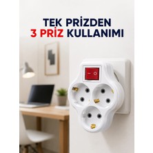 sbodurhome Tek Prizi 3’lü Yapan Anahtarlı Priz Adaptörü Topraklı Priz Çoğaltıcı