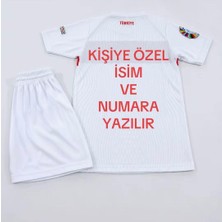 Candy Cup 2026 Yeni Sezon Kişiye Özel Isim Numara Türkiye Milli Takım Çocuk Futbol Forması 2li Set H Beyaz