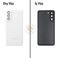 Arsking Samsung Galaxy S21 Fe Beyaz Renk Lensli Arka Kapak Arka Cam Batarya Kapağı Pil Kapağı Lazer Kesim Back Cover Galaxy S21 Fe Uyumlu