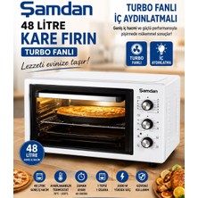 Şamdan 48 Litre Turbo Fanlı Kare Fırın - Beyaz