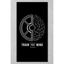 Luvis Store Train Your Mind Yazılı Spor ve Fitness Havlusu 50X100 cm - Siyah