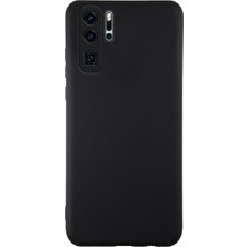 Kzy Huawei P30 Pro ile Uyumlu Kılıf Ince Sıvı Silikon Tam Koruma Yumuşak Jel Silikon Kapak - Siyah