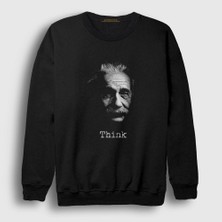Presmono Unisex Siyah Think Scientist Albert Einstein Sweatshirt