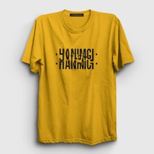 Presmono Unisex Sarı Hanımcı Katlamalı Gizli Yazılı T-Shirt