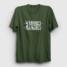 Presmono Unisex Haki Hanımcı Katlamalı Gizli Yazılı T-Shirt