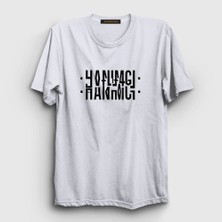 Presmono Unisex Beyaz Hanımcı Katlamalı Gizli Yazılı T-Shirt