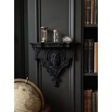 Nokta Labs Dekoratif Siyah Baykuş Duvar Rafı - Estetik Ev Hediyesi - Gothic Guardian Owl Wall Shelf