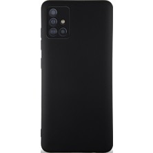 Kzy Samsung Galaxy A71 ile Uyumlu Kılıf Ince Sıvı Silikon Tam Koruma Yumuşak Jel Silikon Kapak - Siyah