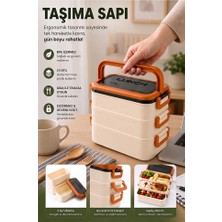 ArtMaster Turuncu Beslenme Kutusu 3 Bölmeli 1 Adet 3 Bölmeli Beslenme Kabı Yemek Saklama Kabı Taşınabilir Lunch Box Okul