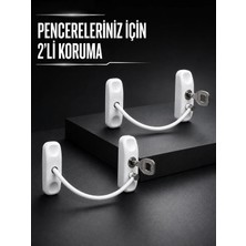 Gees Global Beyaz Kablolu Pencere Kilidi 2 Adet Çocuk Koruma ve Pencere Emniyet Aparatı