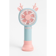 Ozka Concept Busstier Geyik Boynuzlu Mini El Fanı, 20 cm Taşınabilir Şarjlı Masaüstü Fan, Tek Kademeli Hız, Komp