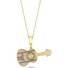 Kayra Gümüş Gitar Altın Kaplama Kolye HB515