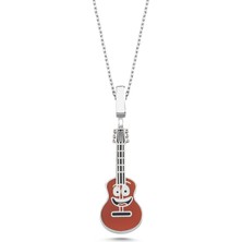 Kayra Mücevher Gitar Mineli Beyaz Altın Kaplama Kolye GMS16