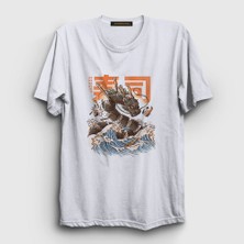 Presmono Unisex Beyaz Sushi Dragon Ejderha T-Shirt
