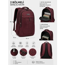 Hayal Çanta 4 Bölmeli Sırt Çantası – Bordo-Okul-Seyahat