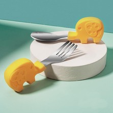 Ozka Concept Valkyrie Bebek Filli Yemek Kısa Saplı Çocuk Paslanmaz Çelik Çatal Kaşık Sarı