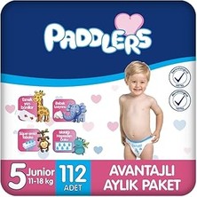 Uravas Store Paddlers Bebek Bezi 5 Numara Junior (11-18 Kg) 112 Adet – Aylık Paket