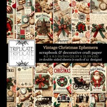 Ozka Concept Independently Published Christmas Ephemera Scrapbook And Decorative Paper: 24 Double-