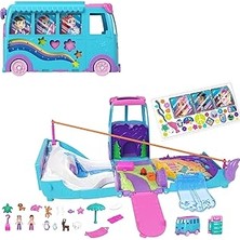 Uravas Store Polly Pocket™ Karavan Macerası™ Polly Pocket Karavan Macerası Oyun Seti, Mikro Bebekler, Dönüştürülebilir Karavan, Evcil Hayvanlar ve Oyuncak Araba JCC22