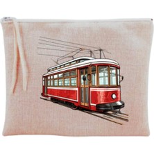 Ozka Concept Tramvay Baskılı Makyaj Çantası Bej, LH798326490182731623